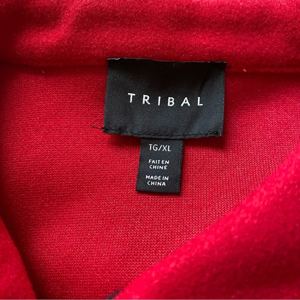 NWT Tribal Blanket Stitch Shacket Shirt Top Red Medium XL - Picture 7 of 10